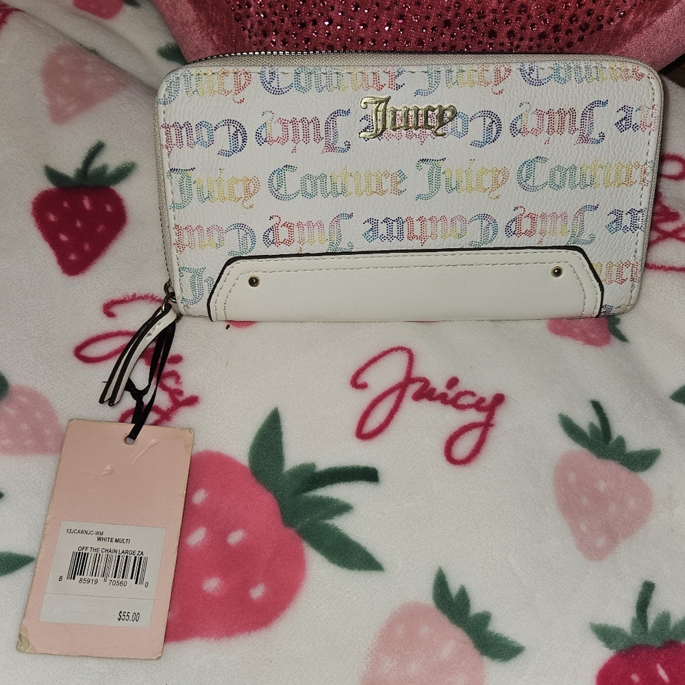 Juicy Couture Zip Around Wallet Rainbow Logo